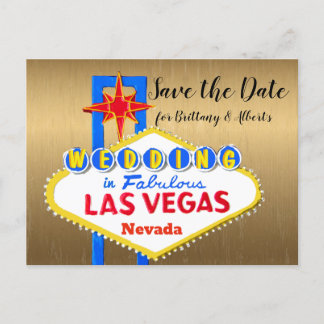 Postal De Anuncios Guardar la fecha Boda de Las Vegas oro