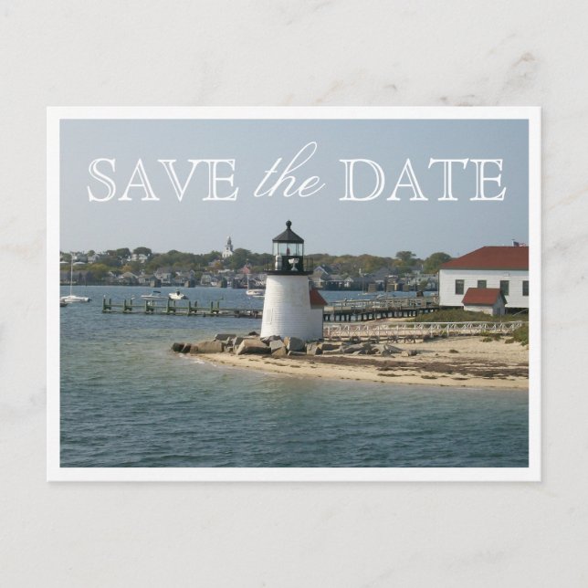 Postal De Anuncios Guardar la fecha Boda en Nantucket Brant Point Lig (Anverso)