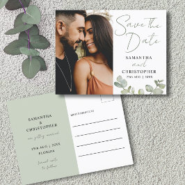 Postal De Anuncios Guardar la fecha Bodas de Eucalipto Aquarela Verde