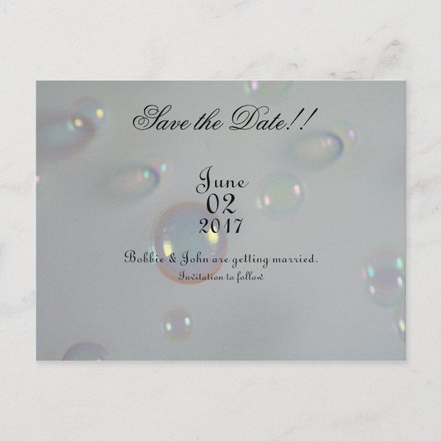 Postal De Anuncios Guardar la fecha Bubble Edition (Anverso)