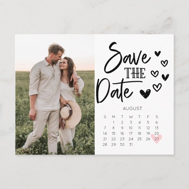 Postal De Anuncios Guardar La Fecha Calendario Postcard Hand Drawn He (Anverso)