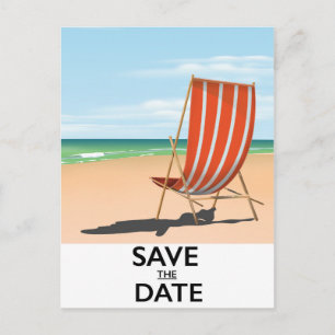 Postal De Anuncios Guardar la fecha cartel de playa vintage