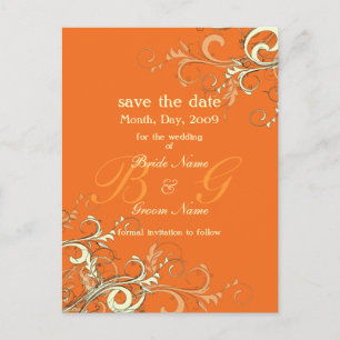 Postal De Anuncios Guardar la fecha, color de crema monogramo/color D
