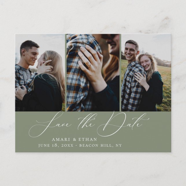 Postal De Anuncios Guardar la fecha con caligrafía boho moderna y var (Anverso)