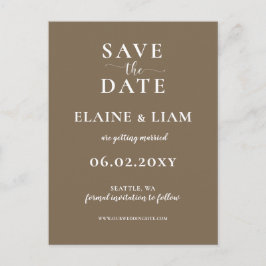 Postal De Anuncios Guardar la Fecha con Caligrafía Simple Marrón Rúst