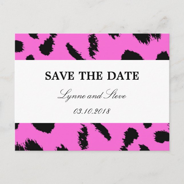 Postal De Anuncios Guardar la fecha con estampado de leopardo (Anverso)