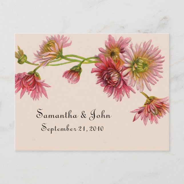 Postal De Anuncios Guardar la fecha con flores (Anverso)