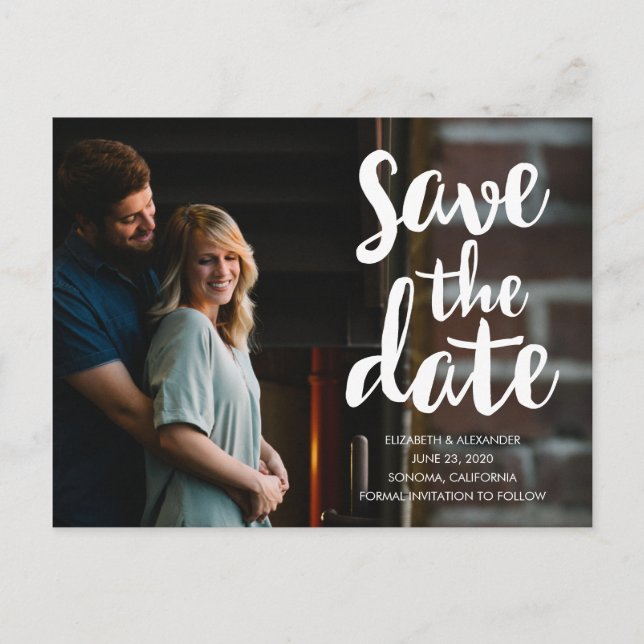 Postal De Anuncios Guardar la fecha con guión Bold (Anverso)