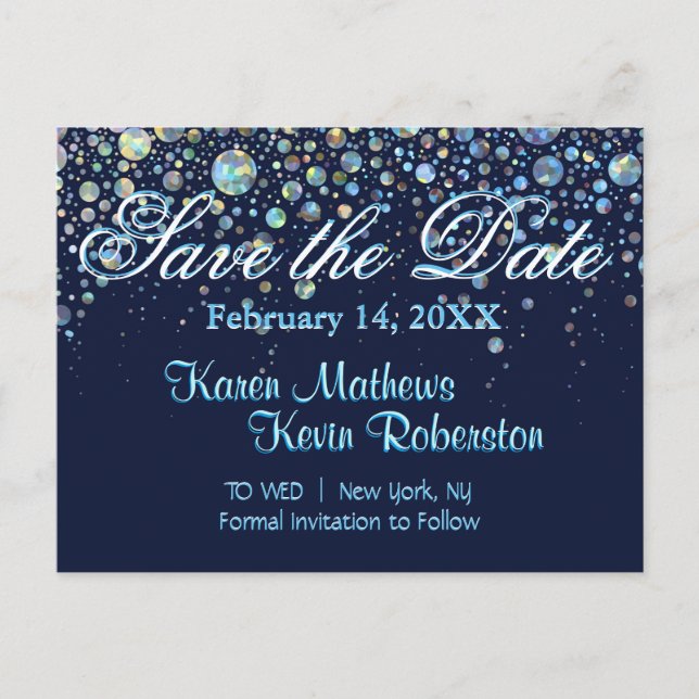 Postal De Anuncios Guardar la fecha con las estrellas de burbujas (Anverso)