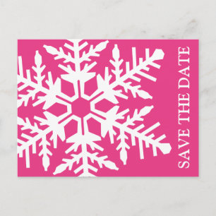 Postal De Anuncios Guardar la fecha copo de nieve gigante (Rosa oscur