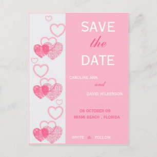 Postal De Anuncios Guardar la fecha - Corazones