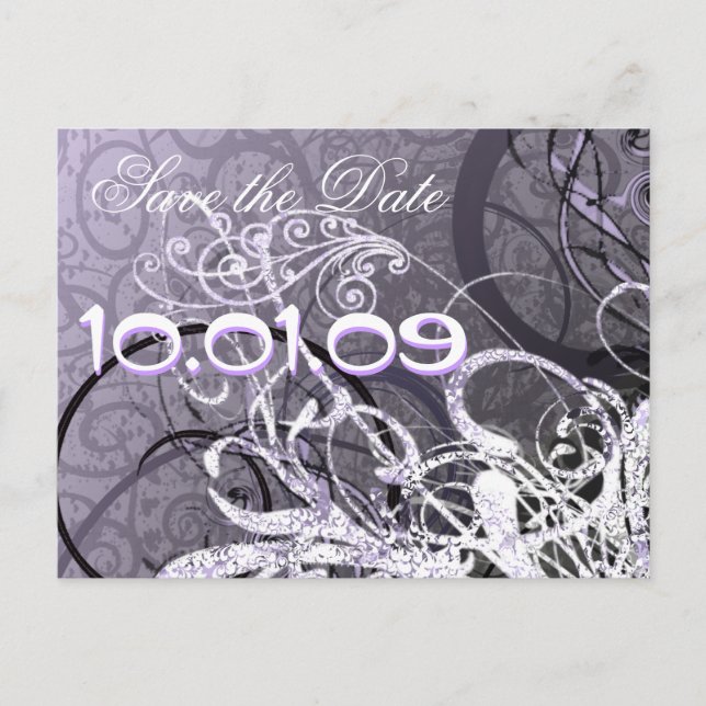 Postal De Anuncios Guardar la fecha Corazones de lavanda (Anverso)