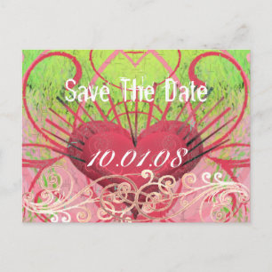 Postal De Anuncios Guardar La Fecha - Corazones Y Swirls