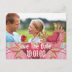 Postal De Anuncios Guardar la fecha - Corazones y Swirls