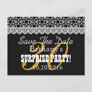 Postal De Anuncios Guardar la fecha Cumpleaños sorpresa V003 NEGRO BL