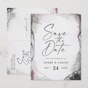 Postal De Anuncios Guardar la Fecha de Boda Abstracta Etérea Lavanda
