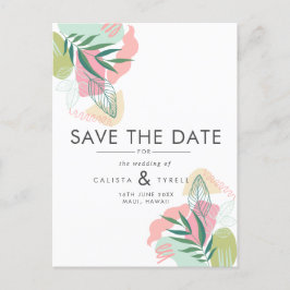 Postal De Anuncios Guardar la fecha de boda abstracta tropical modern