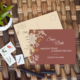 Postal De Anuncios Guardar la fecha de boda boho otoño rosa polvorien