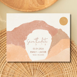 Postal De Anuncios Guardar la fecha de boda boho rústico terracota de