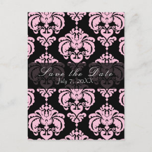Postal De Anuncios Guardar la fecha de boda Chic de Damasco Negro y R