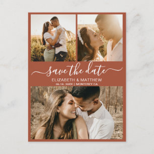 Postal De Anuncios Guardar la fecha de boda collage de fotos Boho Ter