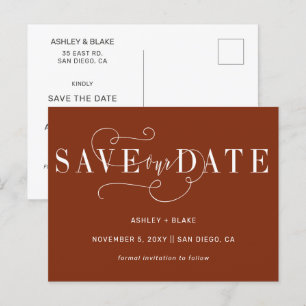 Postal De Anuncios Guardar la fecha de boda con caligrafía a mano sen