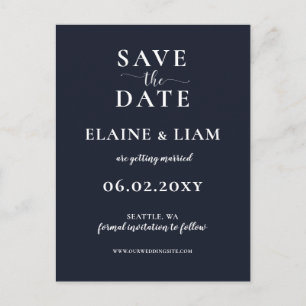 Postal De Anuncios Guardar la fecha de boda con caligrafía simple azu