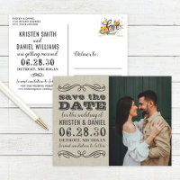 Guardar la fecha de boda con foto vintage rústica