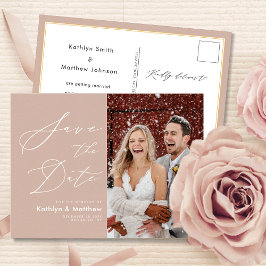 Postal De Anuncios Guardar la Fecha de Boda con Letra Elegante en Ros