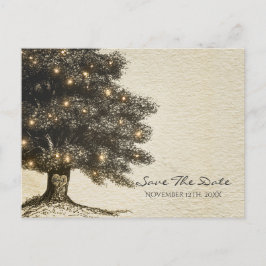 Postal De Anuncios Guardar la fecha de boda de árbol rústico vintage
