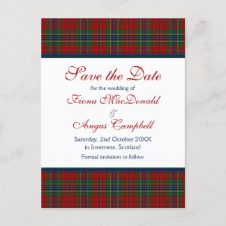 Postal De Anuncios Guardar la fecha de boda de Tartán McLean Escocés