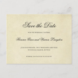 Postal De Anuncios Guardar la fecha de boda elegante vintage sin foto
