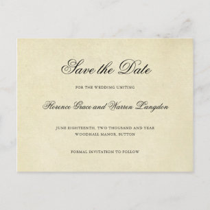 Postal De Anuncios Guardar la fecha de boda elegante vintage sin foto