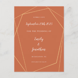 Postal De Anuncios Guardar la fecha de boda en terracota geométrica d