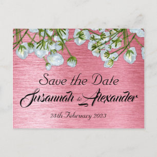 Postal De Anuncios Guardar la fecha de boda floral rosa y blanco mode