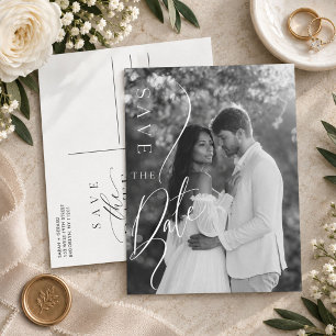 Postal De Anuncios Guardar la fecha de boda minimalista moderna con f