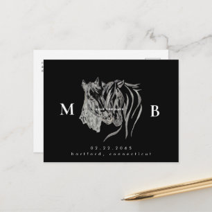 Postal De Anuncios Guardar la fecha de boda monograma negro Dos Cabal