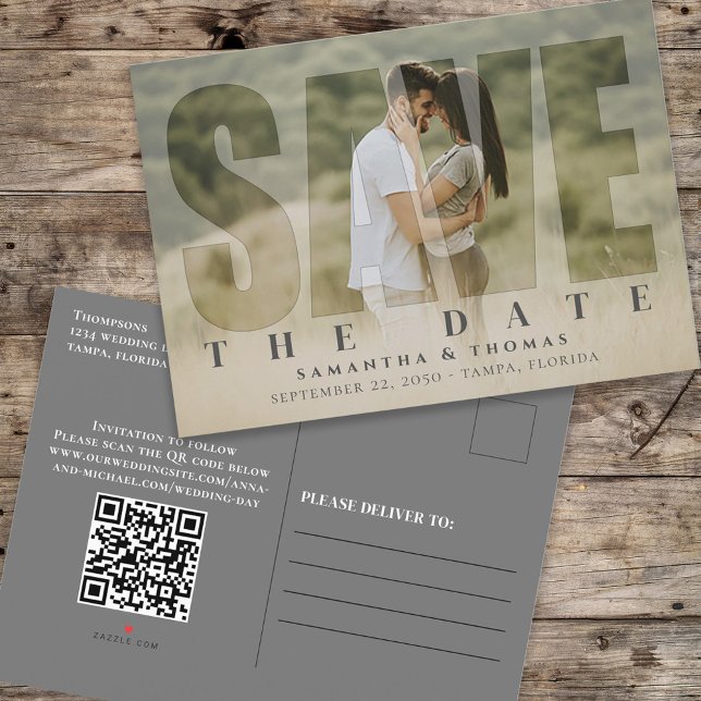Postal De Anuncios Guardar la fecha de boda personalizada foto modern (Subido por el creador)