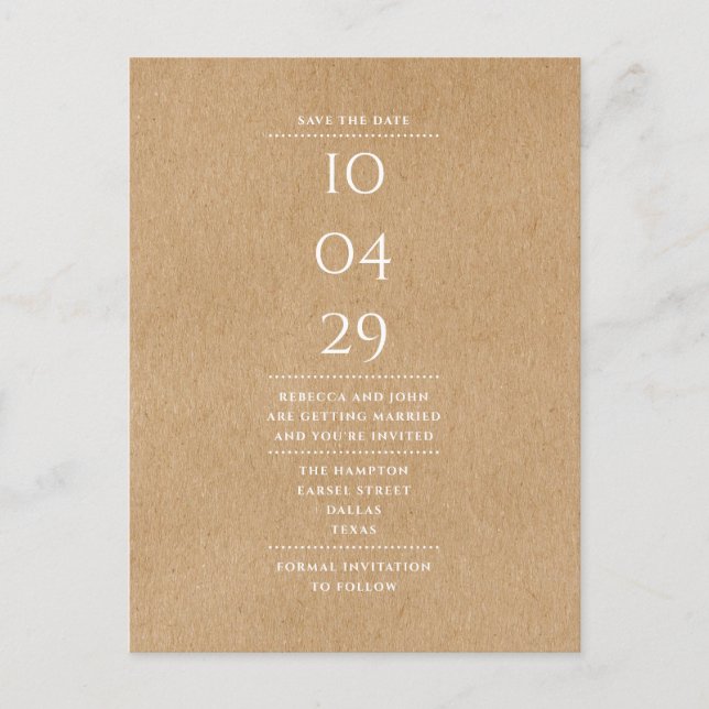Postal De Anuncios Guardar la fecha de boda rústica simple (Anverso)