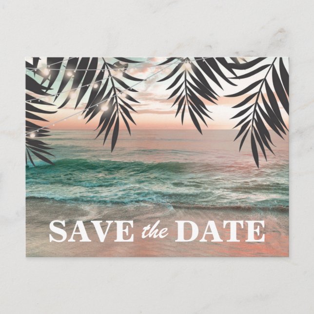 Postal De Anuncios Guardar la fecha de destino de playa tropical (Anverso)