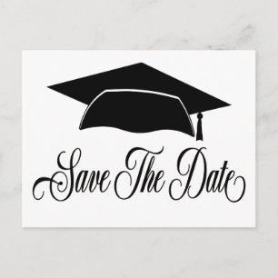 Postal De Anuncios Guardar la fecha de graduación - Blanco y negro si