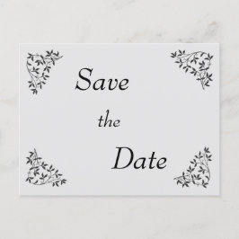 Postal De Anuncios Guardar la fecha de la boda Black & Gray Vine