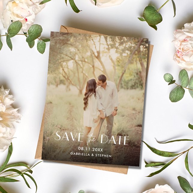 Postal De Anuncios Guardar la fecha de la boda con foto moderna (Modern Photo Wedding Save the Date)