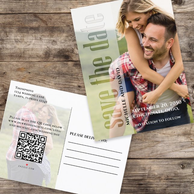 Postal De Anuncios Guardar la fecha de la boda con foto moderna  (Subido por el creador)
