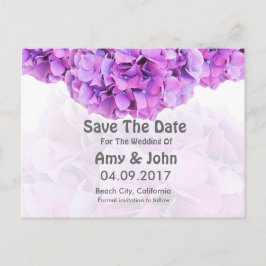 Postal De Anuncios Guardar la fecha de la boda con hortensias moradas