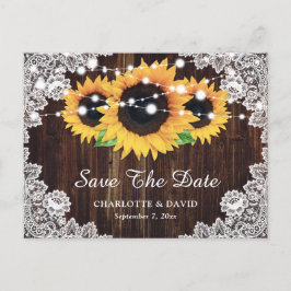Postal De Anuncios Guardar la fecha de la boda de girasoles con encaj