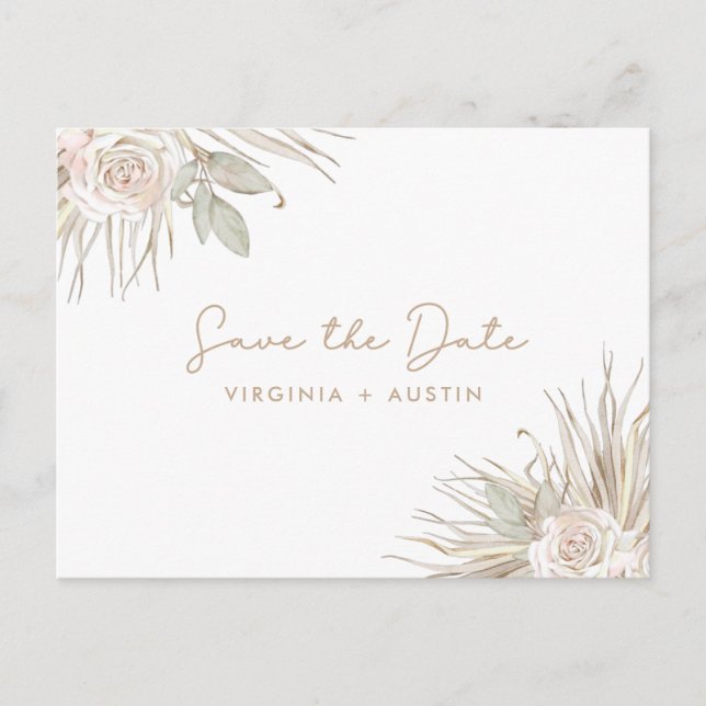 Postal De Anuncios Guardar la fecha de la boda floral (Anverso)