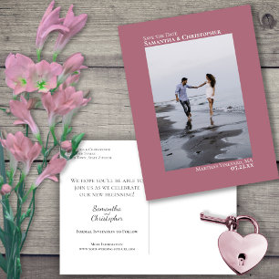 Postal De Anuncios Guardar la fecha de la boda minimalista rosa polvo