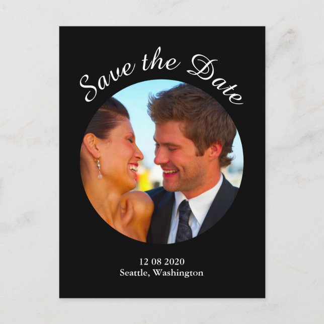 Postal De Anuncios Guardar la fecha de la boda moderno - negro (Anverso)