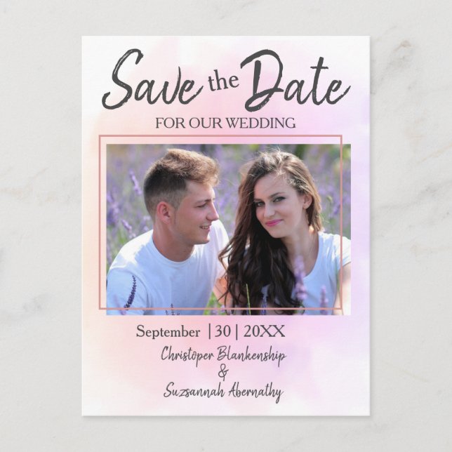 Postal De Anuncios Guardar la fecha de la boda simple y personalizada (Anverso)
